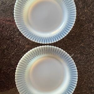 Two Vtg Macbeth Evans Metalware 9" Plates